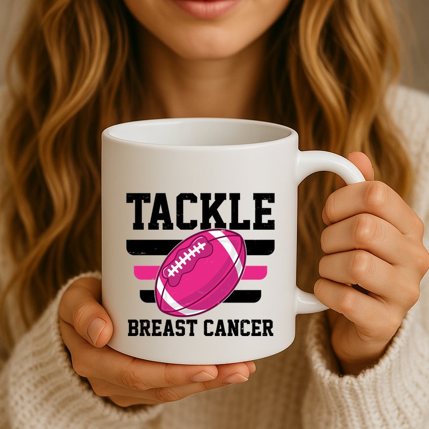 Tackle Breast Cancer Football Fan Mug