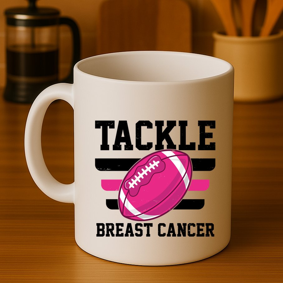 Tackle Breast Cancer Football Fan Mug