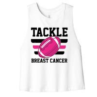 Tackle Breast Cancer Football Fan Women's Racerback Cropped Tank