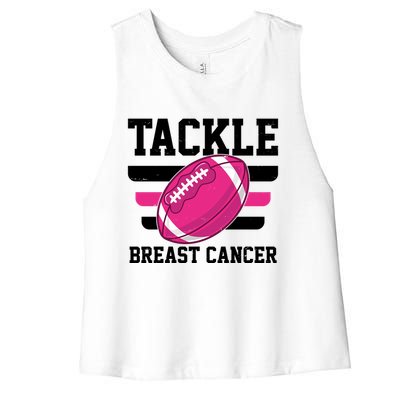 Tackle Breast Cancer Football Fan Women's Racerback Cropped Tank