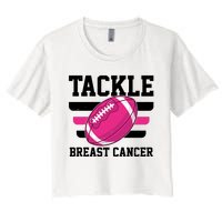 Tackle Breast Cancer Football Fan Women's Crop Top Tee