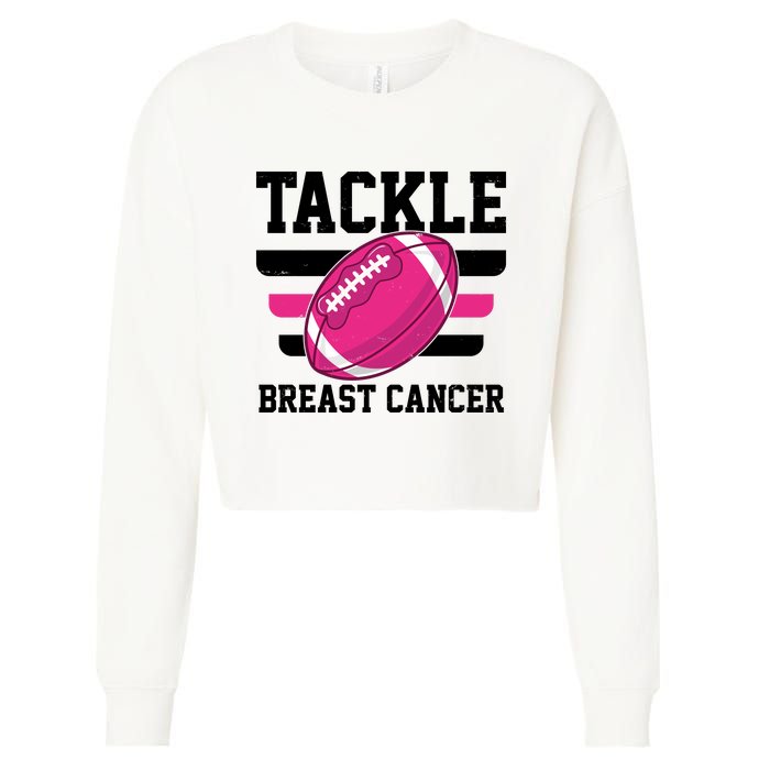 Tackle Breast Cancer Football Fan Cropped Pullover Crew