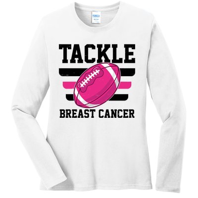 Tackle Breast Cancer Football Fan Ladies Long Sleeve Shirt