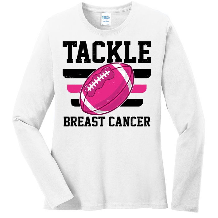 Tackle Breast Cancer Football Fan Ladies Long Sleeve Shirt