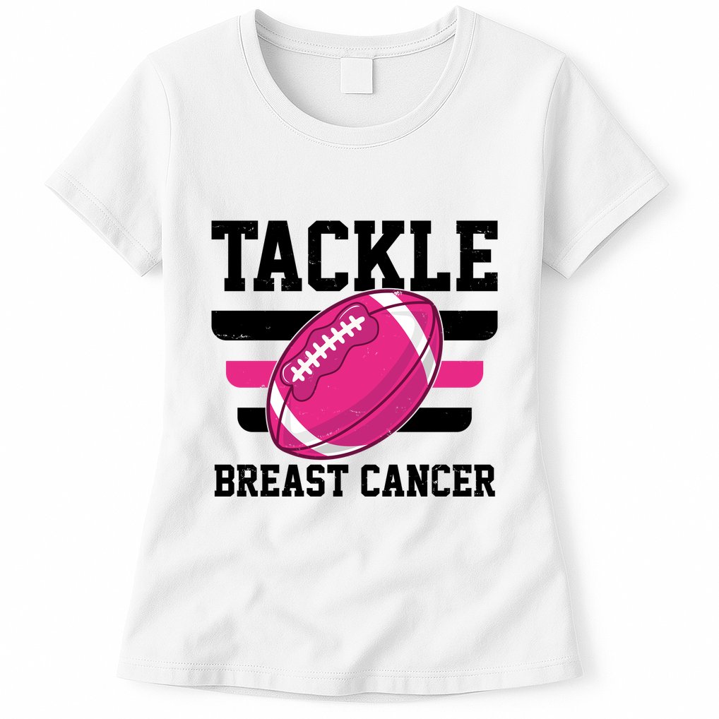 Tackle Breast Cancer Football Fan Womens T-Shirt