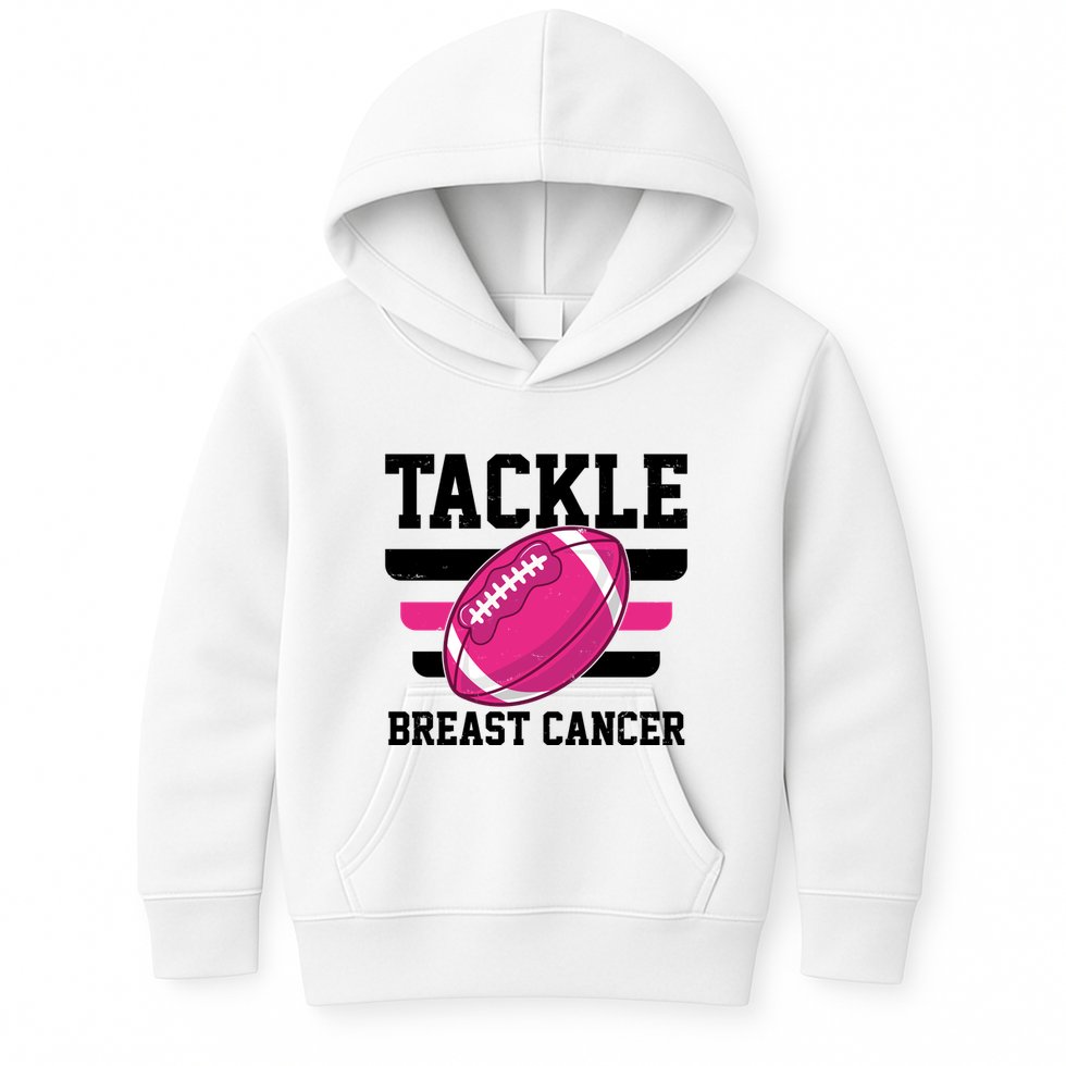 Tackle Breast Cancer Football Fan Kids Hoodie