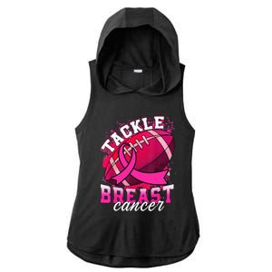 Tackle Breast Cancer Awareness Pink Ribbon Football Ladies PosiCharge Tri-Blend Wicking Draft Hoodie Tank