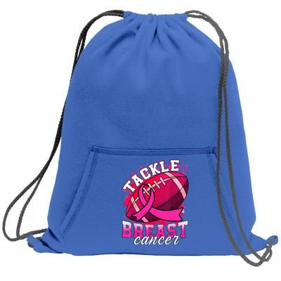 Tackle Breast Cancer Awareness Pink Ribbon Football Sweatshirt Cinch Pack Bag