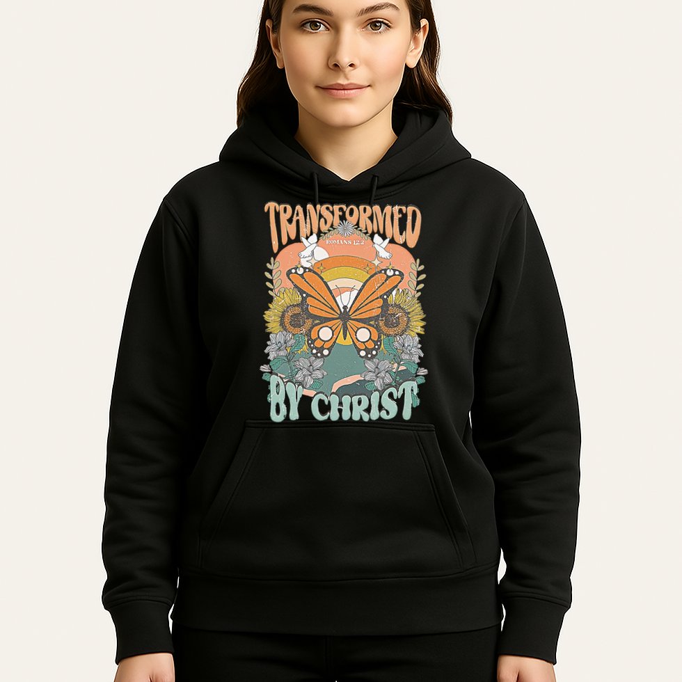 Transformed by Christ Boho christian Trendy Christian  Hoodie