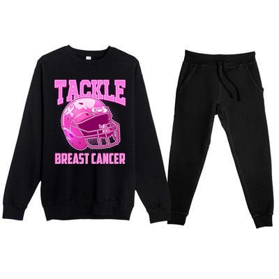 Tackle Breast Cancer Awareness Football Helmet Premium Crewneck Sweatsuit Set