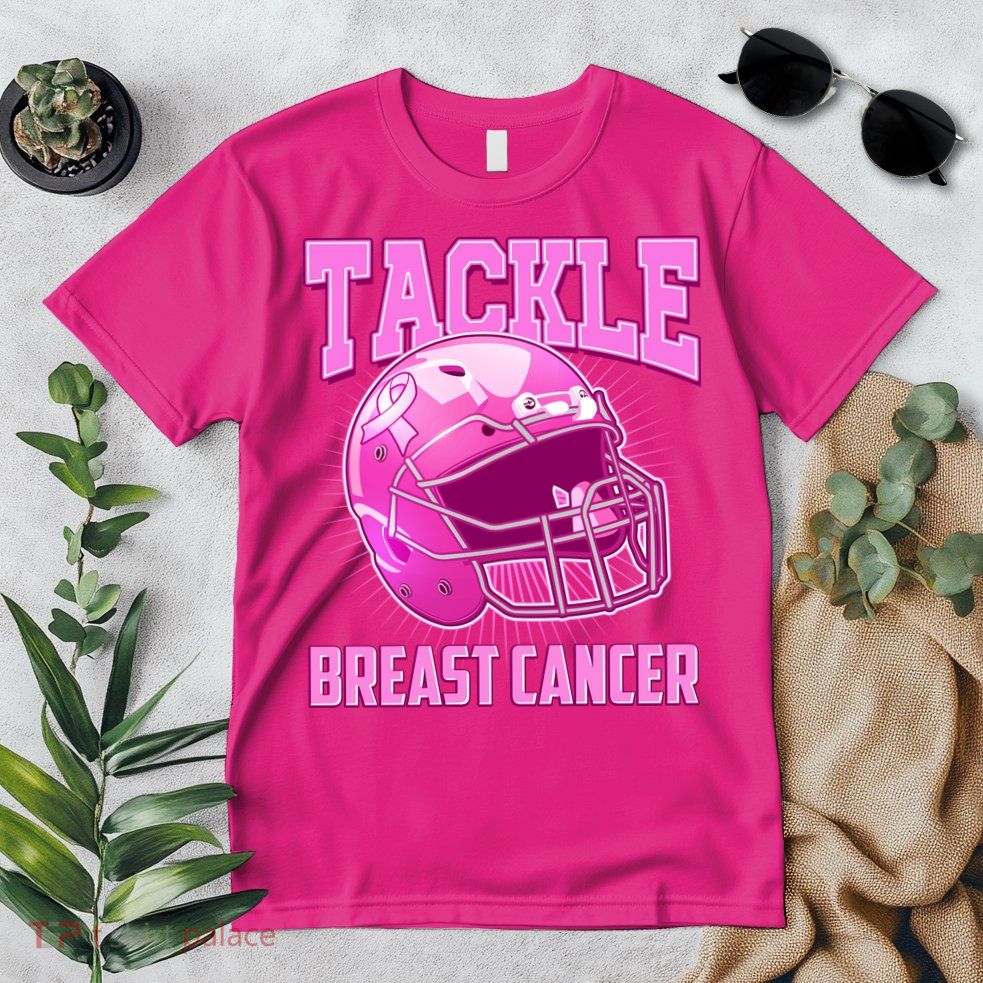 Tackle Breast Cancer Awareness Football Helmet Premium T-Shirt