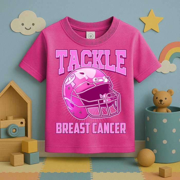 Tackle Breast Cancer Awareness Football Helmet Toddler T-Shirt