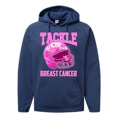 Tackle Breast Cancer Awareness Football Helmet Performance Fleece Hoodie