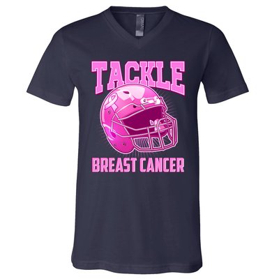 Tackle Breast Cancer Awareness Football Helmet V-Neck T-Shirt