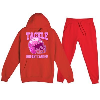 Tackle Breast Cancer Awareness Football Helmet Premium Hooded Sweatsuit Set