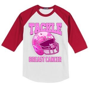 Tackle Breast Cancer Awareness Football Helmet Kids Colorblock Raglan Jersey