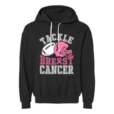 Tackle Breast Cancer Awareness Football Lover Garment-Dyed Fleece Hoodie