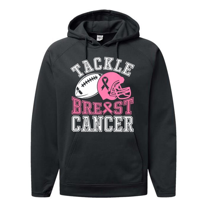 Tackle Breast Cancer Awareness Football Lover Performance Fleece Hoodie