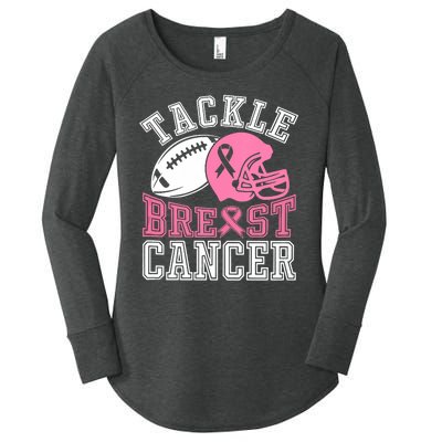 Tackle Breast Cancer Awareness Football Lover Women's Perfect Tri Tunic Long Sleeve Shirt