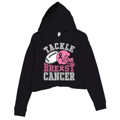 Tackle Breast Cancer Awareness Football Lover Crop Fleece Hoodie