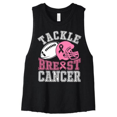 Tackle Breast Cancer Awareness Football Lover Women's Racerback Cropped Tank