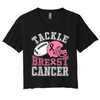 Tackle Breast Cancer Awareness Football Lover Women's Crop Top Tee