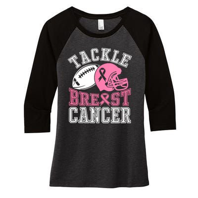 Tackle Breast Cancer Awareness Football Lover Women's Tri-Blend 3/4-Sleeve Raglan Shirt