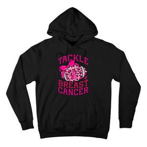 Tackle Breast Cancer Awareness Football Pink Ribbon Leopard Tall Hoodie