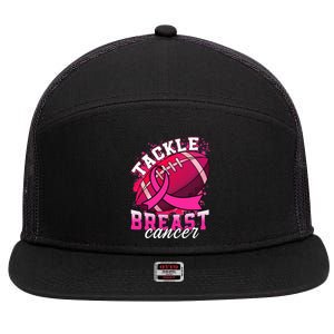 Tackle Breast Cancer Awareness Pink Ribbon Football 7 Panel Mesh Trucker Snapback Hat