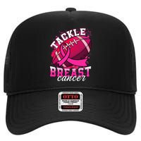 Tackle Breast Cancer Awareness Pink Ribbon Football High Crown Mesh Back Trucker Hat