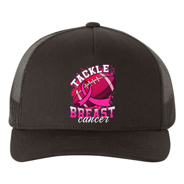 Tackle Breast Cancer Awareness Pink Ribbon Football Yupoong Adult 5-Panel Trucker Hat