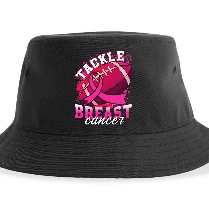 Tackle Breast Cancer Awareness Pink Ribbon Football Sustainable Bucket Hat