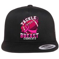 Tackle Breast Cancer Awareness Pink Ribbon Football Flat Bill Trucker Hat