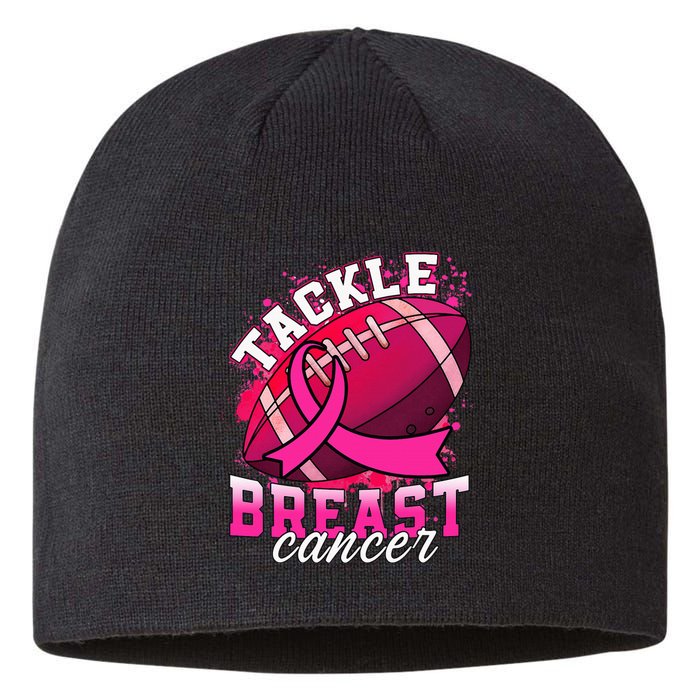 Tackle Breast Cancer Awareness Pink Ribbon Football Sustainable Beanie