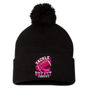 Tackle Breast Cancer Awareness Pink Ribbon Football Pom Pom 12in Knit Beanie