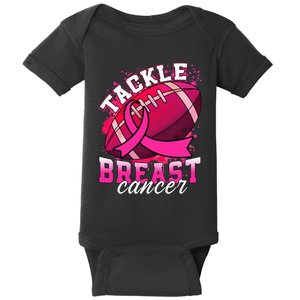 Tackle Breast Cancer Awareness Pink Ribbon Football Baby Bodysuit