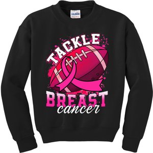 Tackle Breast Cancer Awareness Pink Ribbon Football Kids Sweatshirt