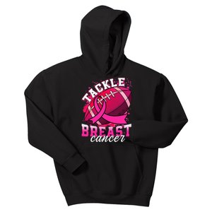 Tackle Breast Cancer Awareness Pink Ribbon Football Kids Hoodie