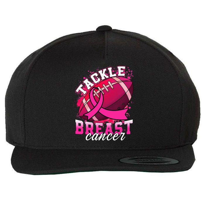 Tackle Breast Cancer Awareness Pink Ribbon Football Wool Snapback Cap