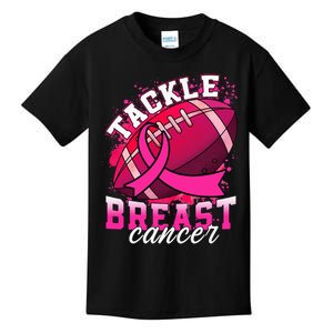 Tackle Breast Cancer Awareness Pink Ribbon Football Kids T-Shirt