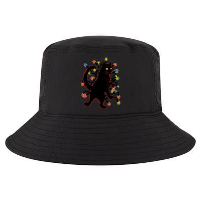 The Black Cat Standing With Christmas String Lights Gift Cool Comfort Performance Bucket Hat