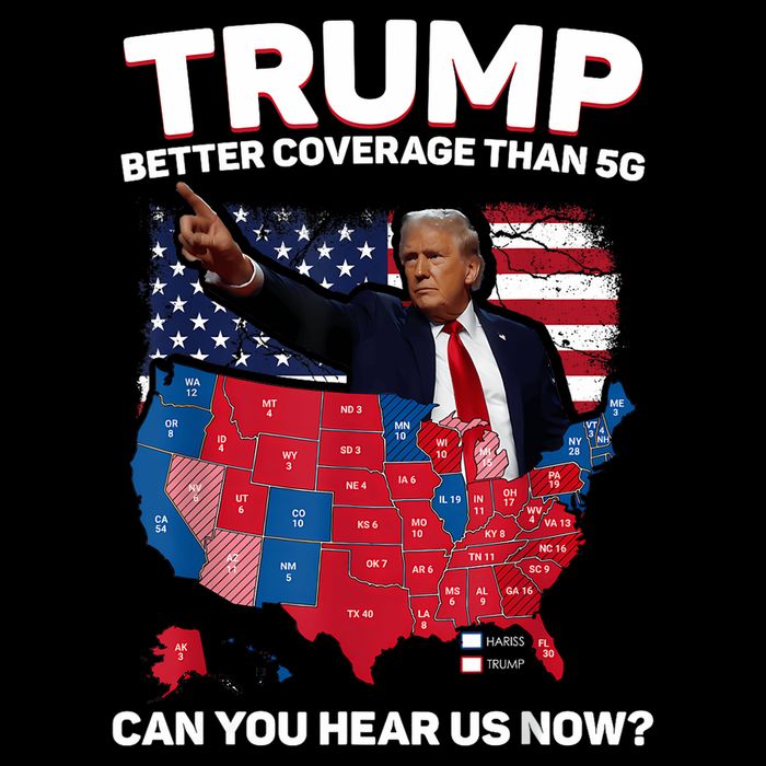 Trump Better Coverage Than 5g Can You Hear Us Now Funny Stripe Pom Pom Beanie