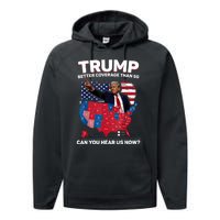 Trump Better Coverage Than 5g Can You Hear Us Now Funny Performance Fleece Hoodie