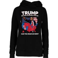 Trump Better Coverage Than 5g Can You Hear Us Now Funny Womens Funnel Neck Pullover Hood