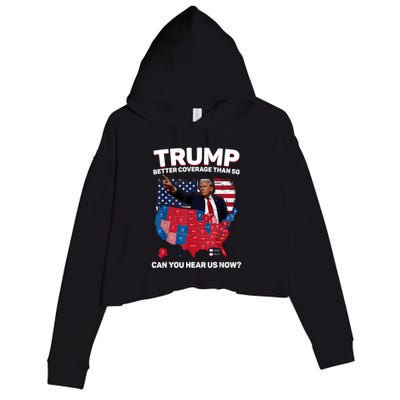 Trump Better Coverage Than 5g Can You Hear Us Now Funny Crop Fleece Hoodie
