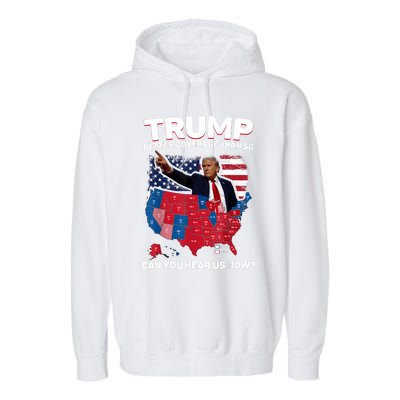 Trump Better Coverage Than 5g Can You Hear Us Now Funny Garment-Dyed Fleece Hoodie