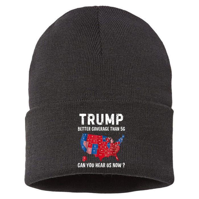Trump Better Coverage Than 5g Can You Hear Us Now Usa Map Sustainable Knit Beanie