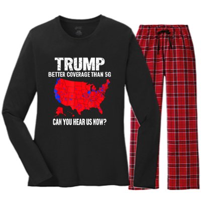 Trump Better Coverage Than 5g Can You Hear Us Now Women's Long Sleeve Flannel Pajama Set 