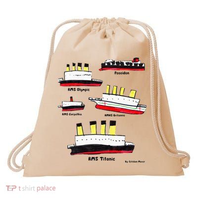 Titanic BritanicOPoseidon Carpathia Famous Ships. Drawstring Bag