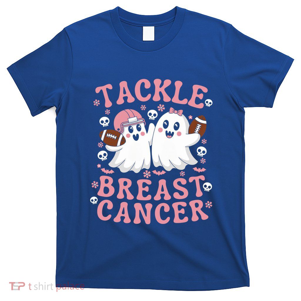 Tackle Breast Cancer Awareness Football Ghost Halloween Meaningful Gift T-Shirt